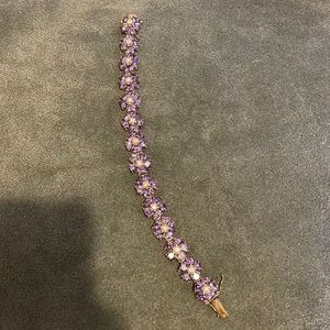 Purple and White CZ Daisy Tennis Bracelet